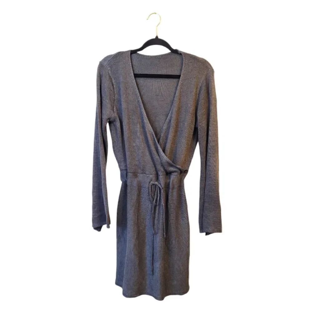 Cupshe Charcoal Grey Drawstring Knit Swim Coverup Dress